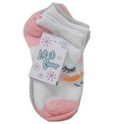 Wholesale - 3pk KIDS SNOWMAN NS SOCKS SIZE 4-6 C/P 60, UPC: 300271027134